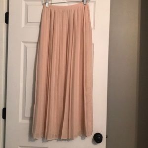 Blush pink pleated Long skirt